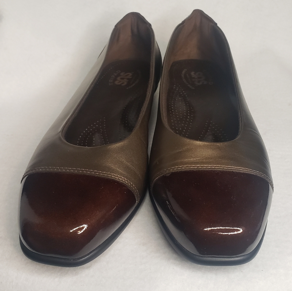 SAS 'Coco' Flats in Burnished Brass & Brown - Women's size 9M - Picture 3 of 12